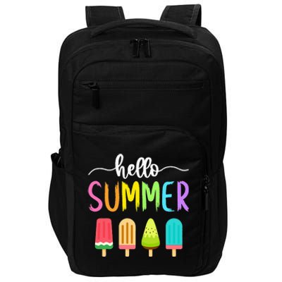 Hello Summer Vacation Ice Cream Popsicle Ice Lolly School Impact Tech Backpack