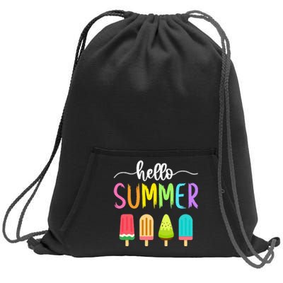 Hello Summer Vacation Ice Cream Popsicle Ice Lolly School Sweatshirt Cinch Pack Bag