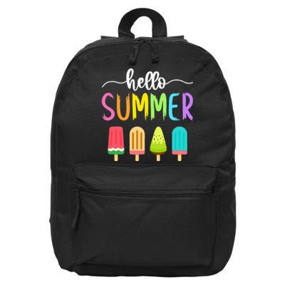 Hello Summer Vacation Ice Cream Popsicle Ice Lolly School 16 in Basic Backpack