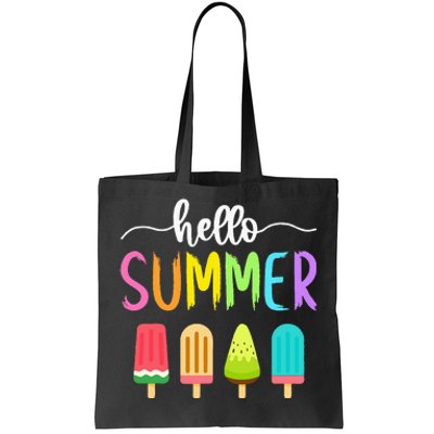 Hello Summer Vacation Ice Cream Popsicle Ice Lolly School Tote Bag