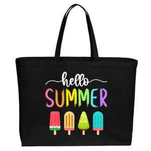 Hello Summer Vacation Ice Cream Popsicle Ice Lolly School Cotton Canvas Jumbo Tote