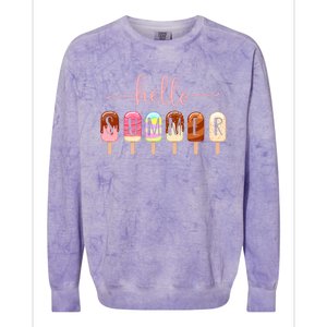 Hello Summer Vacation Ice Cream Popsicle Ice Lolly Colorblast Crewneck Sweatshirt