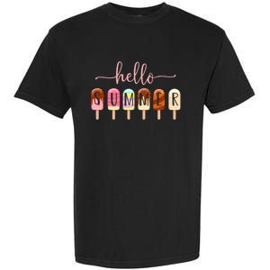 Hello Summer Vacation Ice Cream Popsicle Ice Lolly Garment-Dyed Heavyweight T-Shirt