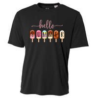 Hello Summer Vacation Ice Cream Popsicle Ice Lolly Cooling Performance Crew T-Shirt