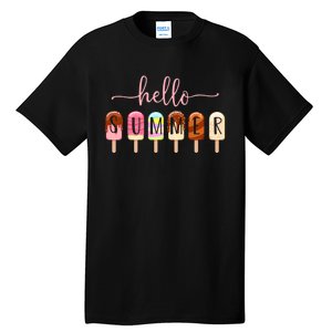 Hello Summer Vacation Ice Cream Popsicle Ice Lolly Tall T-Shirt