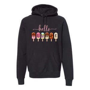 Hello Summer Vacation Ice Cream Popsicle Ice Lolly Premium Hoodie