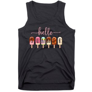 Hello Summer Vacation Ice Cream Popsicle Ice Lolly Tank Top