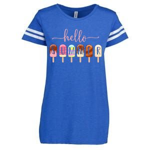 Hello Summer Vacation Ice Cream Popsicle Ice Lolly Enza Ladies Jersey Football T-Shirt