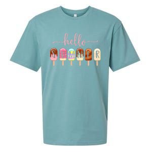 Hello Summer Vacation Ice Cream Popsicle Ice Lolly Sueded Cloud Jersey T-Shirt