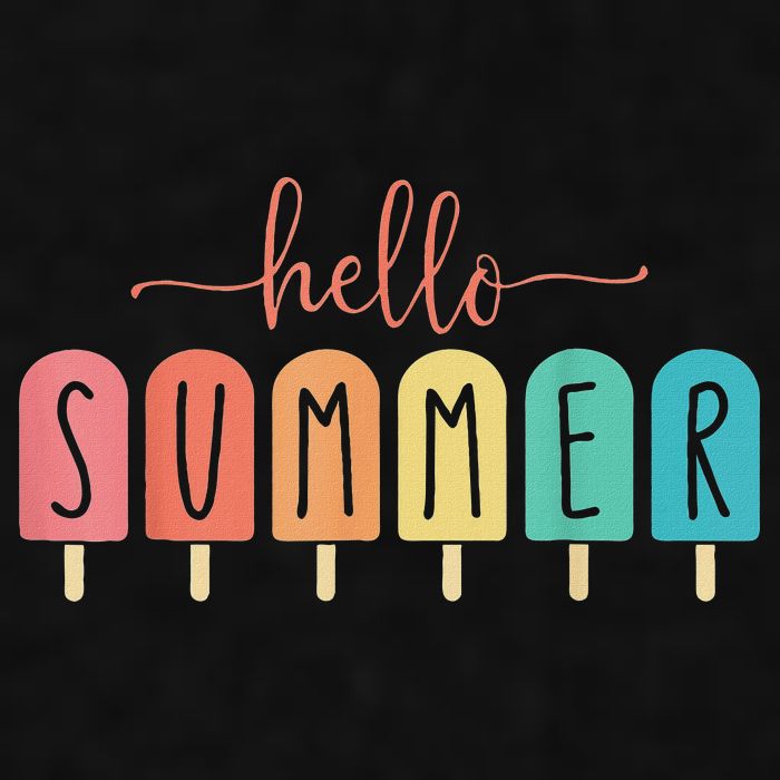 Hello Summer Vacation Ice Cream Popsicle Ice Lolly Ladies PosiCharge Tri-Blend Wicking Tank