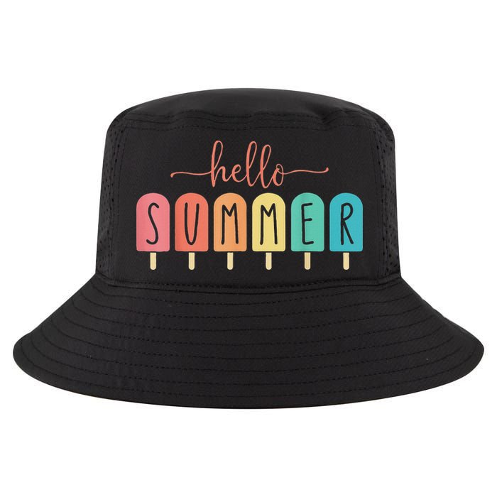 Hello Summer Vacation Ice Cream Popsicle Ice Lolly Cool Comfort Performance Bucket Hat