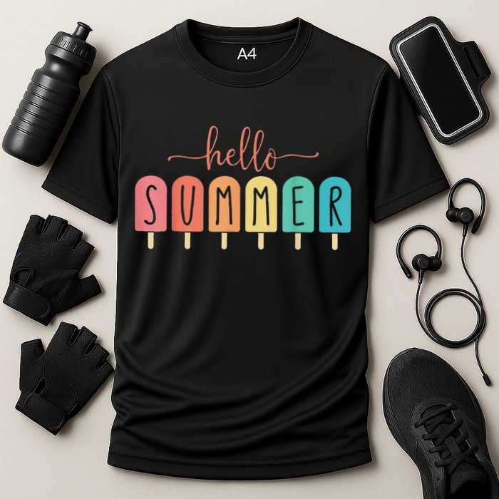 Hello Summer Vacation Ice Cream Popsicle Ice Lolly Performance Shirt