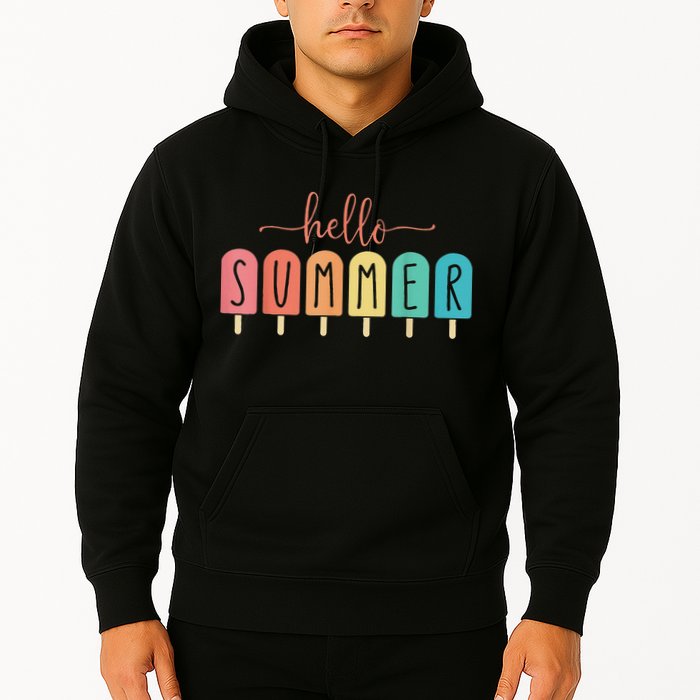 Hello Summer Vacation Ice Cream Popsicle Ice Lolly Hoodie