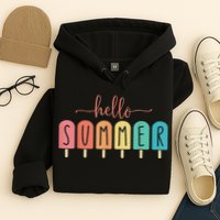 Hello Summer Vacation Ice Cream Popsicle Ice Lolly Hoodie