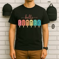 Hello Summer Vacation Ice Cream Popsicle Ice Lolly T-Shirt