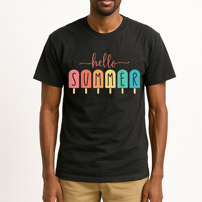 Hello Summer Vacation Ice Cream Popsicle Ice Lolly Tall T-Shirt