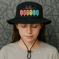 Hello Summer Vacation Ice Cream Popsicle Ice Lolly Bucket Hat