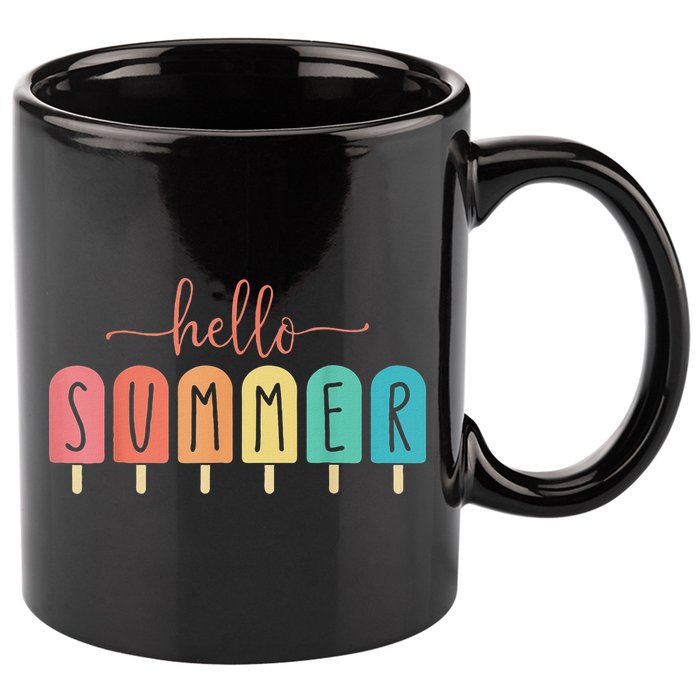 Hello Summer Vacation Ice Cream Popsicle Ice Lolly 11oz C Handle Ceramic Mug