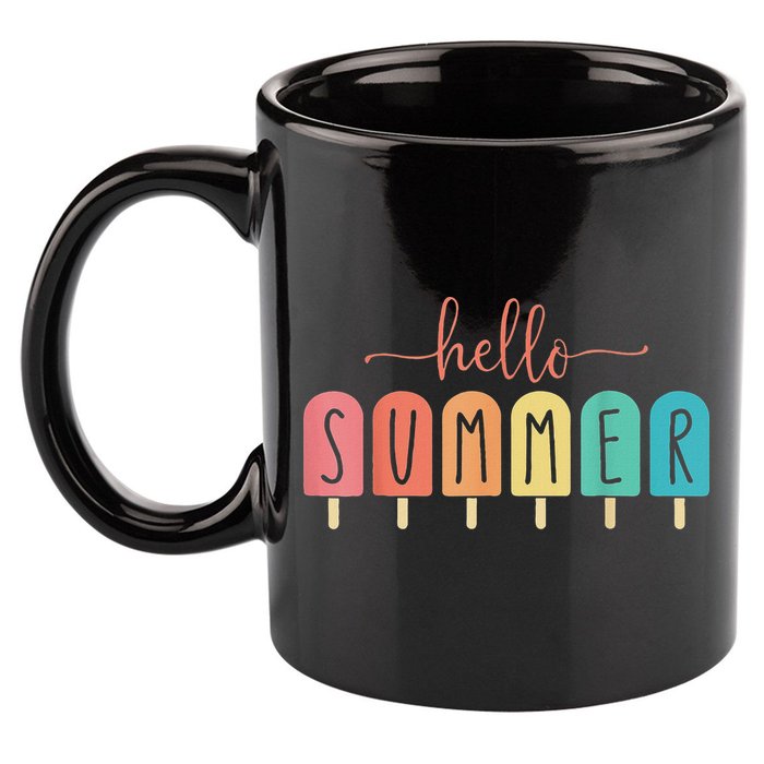 Hello Summer Vacation Ice Cream Popsicle Ice Lolly 11oz C Handle Ceramic Mug