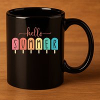 Hello Summer Vacation Ice Cream Popsicle Ice Lolly 11oz C Handle Ceramic Mug