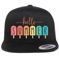 Hello Summer Vacation Ice Cream Popsicle Ice Lolly Flat Bill Trucker Hat