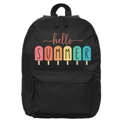 Hello Summer Vacation Ice Cream Popsicle Ice Lolly 16 in Basic Backpack