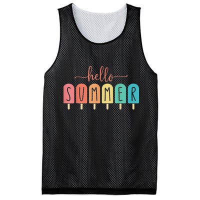 Hello Summer Vacation Ice Cream Popsicle Ice Lolly Mesh Reversible Basketball Jersey Tank