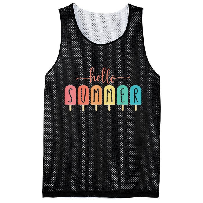 Hello Summer Vacation Ice Cream Popsicle Ice Lolly Mesh Reversible Basketball Jersey Tank