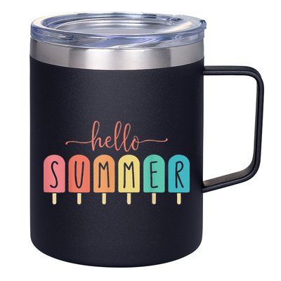 Hello Summer Vacation Ice Cream Popsicle Ice Lolly 12oz Stainless Steel Coffee Mug
