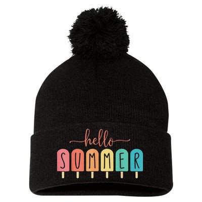 Hello Summer Vacation Ice Cream Popsicle Ice Lolly Pom Pom 12in Knit Beanie