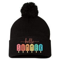Hello Summer Vacation Ice Cream Popsicle Ice Lolly Pom Pom 12in Knit Beanie
