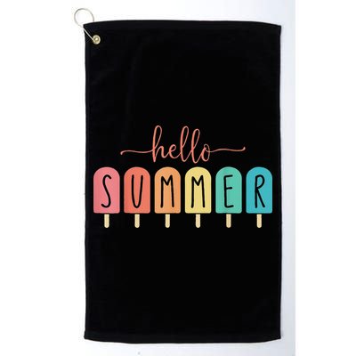 Hello Summer Vacation Ice Cream Popsicle Ice Lolly Golf Towel