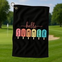 Hello Summer Vacation Ice Cream Popsicle Ice Lolly Golf Towel