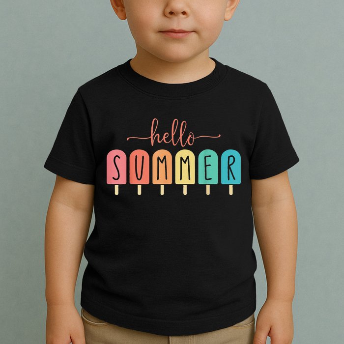 Hello Summer Vacation Ice Cream Popsicle Ice Lolly Toddler T-Shirt