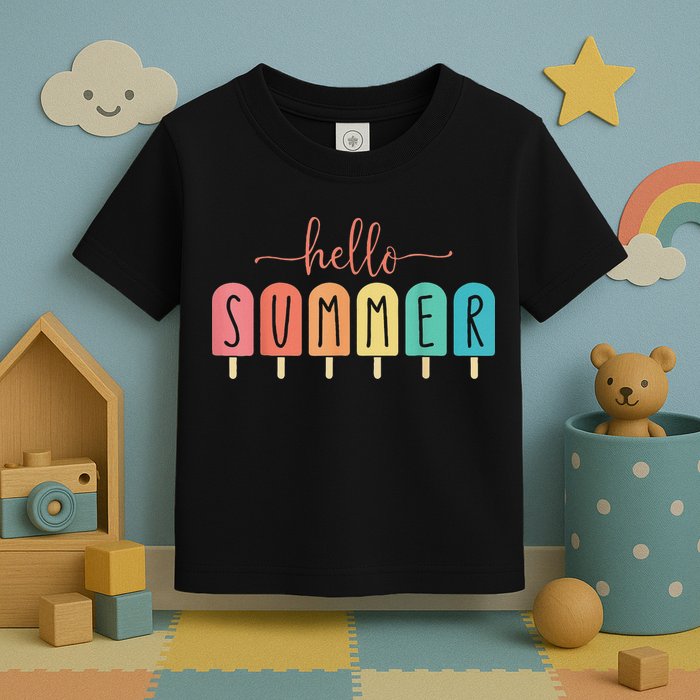 Hello Summer Vacation Ice Cream Popsicle Ice Lolly Toddler T-Shirt