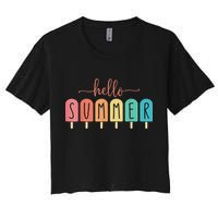 Hello Summer Vacation Ice Cream Popsicle Ice Lolly Crop Top