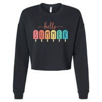 Hello Summer Vacation Ice Cream Popsicle Ice Lolly Cropped Pullover Crew