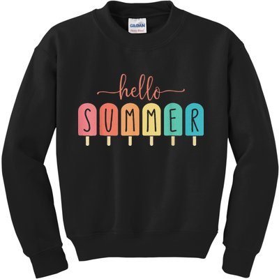 Hello Summer Vacation Ice Cream Popsicle Ice Lolly Kids Sweatshirt