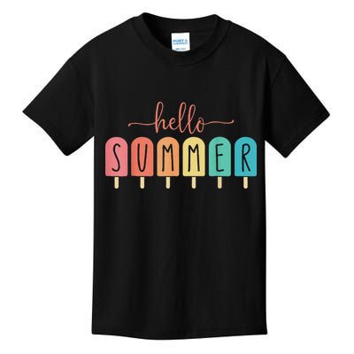Hello Summer Vacation Ice Cream Popsicle Ice Lolly Kids T-Shirt