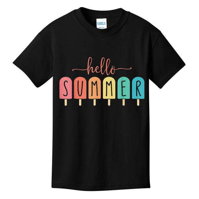 Hello Summer Vacation Ice Cream Popsicle Ice Lolly Kids T-Shirt