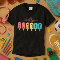 Hello Summer Vacation Ice Cream Popsicle Ice Lolly Kids T-Shirt