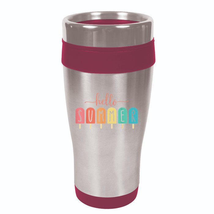 Hello Summer Vacation Ice Cream Popsicle Ice Lolly 16oz Travel Tumbler