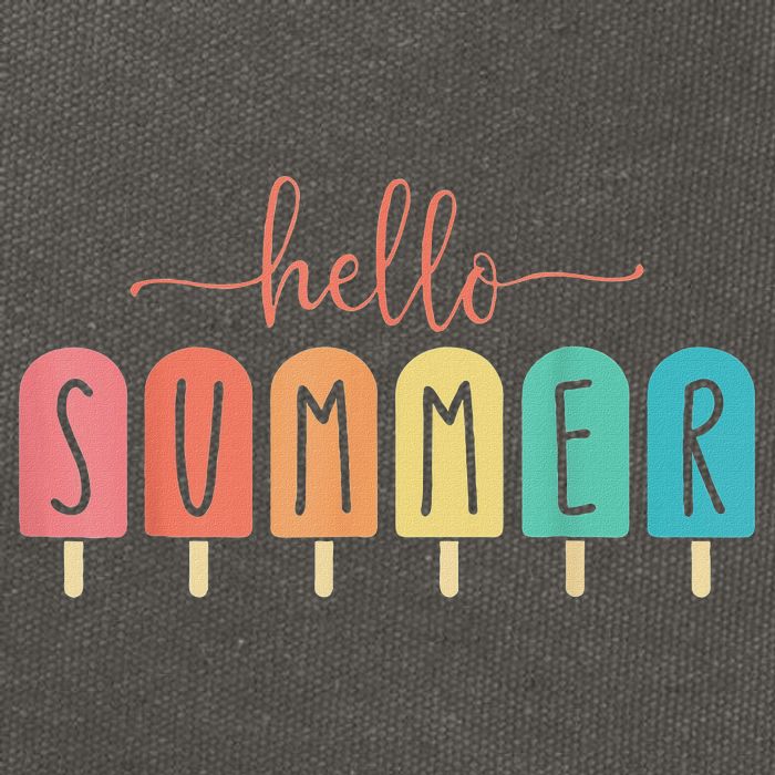 Hello Summer Vacation Ice Cream Popsicle Ice Lolly Cotton Canvas Backpack