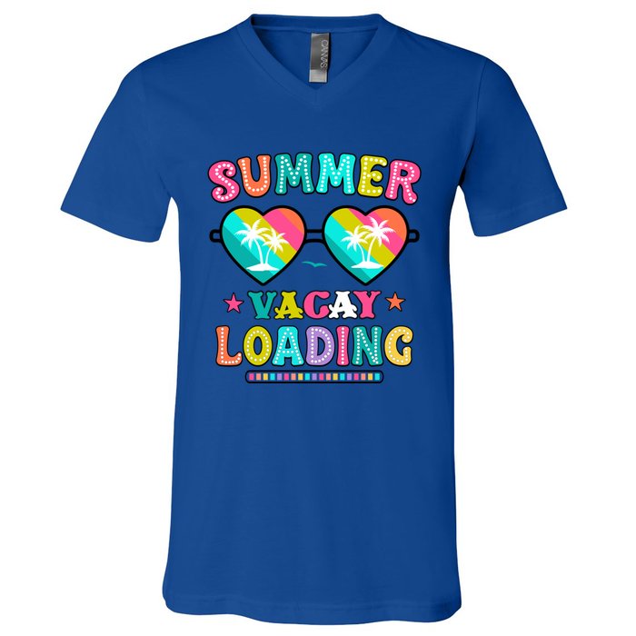 Happy Summer Vacay Loading Teacher End Of School Year Great Gift V-Neck T-Shirt