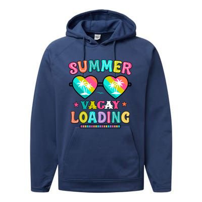 Happy Summer Vacay Loading Teacher End Of School Year Great Gift Performance Fleece Hoodie