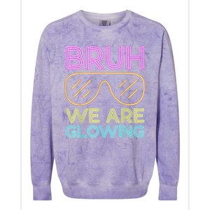 Hello Summer Vacation Trips Bruh We Are Glowing Sunglasses Gift Colorblast Crewneck Sweatshirt