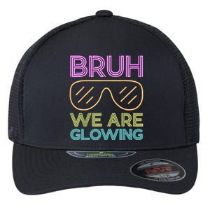 Hello Summer Vacation Trips Bruh We Are Glowing Sunglasses Gift Flexfit Unipanel Trucker Cap