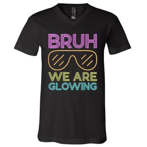 Hello Summer Vacation Trips Bruh We Are Glowing Sunglasses Gift V-Neck T-Shirt