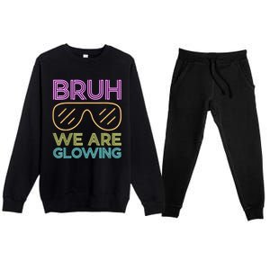 Hello Summer Vacation Trips Bruh We Are Glowing Sunglasses Gift Premium Crewneck Sweatsuit Set