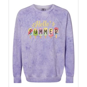 Hello Summer Vacation Ice Cream Popsicle Pastel Colorblast Crewneck Sweatshirt